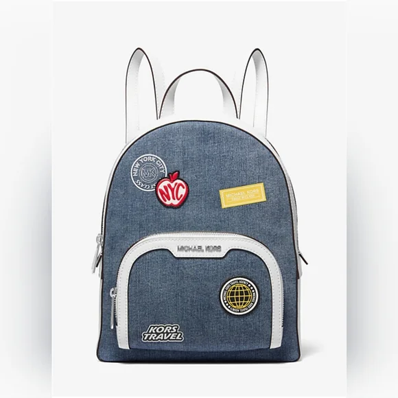 EUC Michael Kors Jaycee Embellished Denim Backpack - Picture 1 of 16
